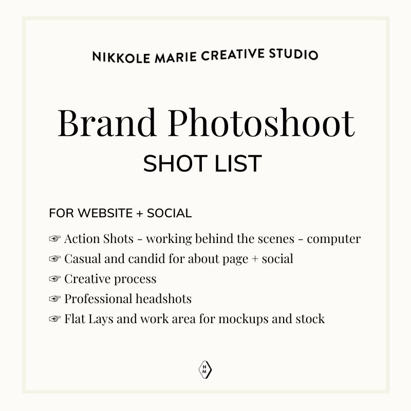 brand photoshoot shot list example